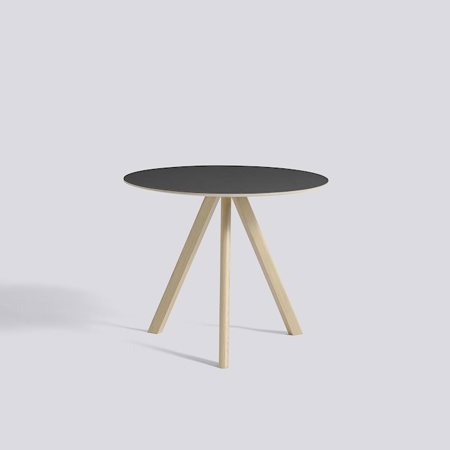 COPENHAGUE - CPH 20 ROUND 90 cm - Black linoleum - Clear Lacquered Oak