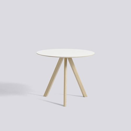 COPENHAGUE - CPH 20 ROUND 90 cm - White laminate - Clear Lacquered Oak