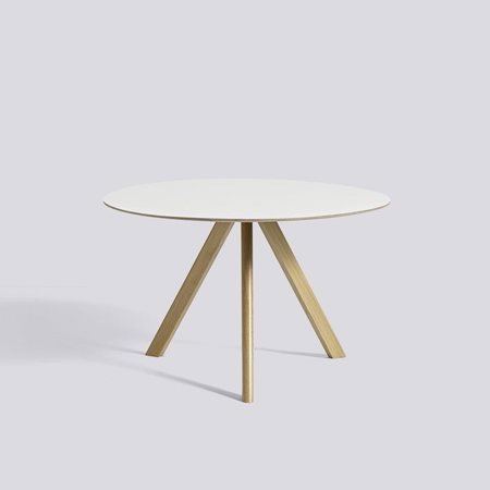 COPENHAGUE - CPH 20 ROUND 120 cm - White laminate - Clear Lacquered Solid Oak