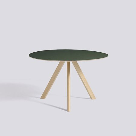 COPENHAGUE - CPH 20 ROUND 120 cm - Green linoleum - Clear Lacquered Solid Oak