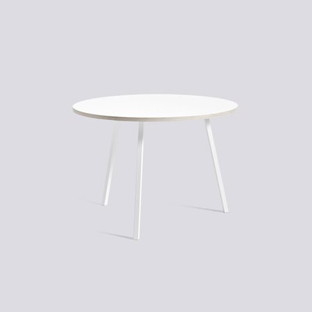LOOP STAND ROUND TABLE - 105 cm - White frame - White laminate