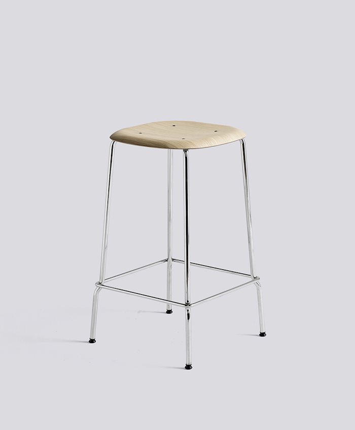 SOFT EDGE 30 - 65 cm - Oak Matt Lacquered - Chromed steel