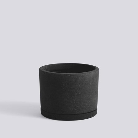 PLANT POT WITH SAUCER - Large - Black