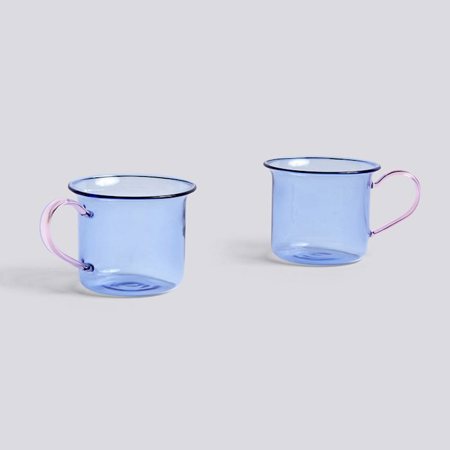 BOROSILICATE MUGS AND CUPS - Cup - Light blue - pink handles
