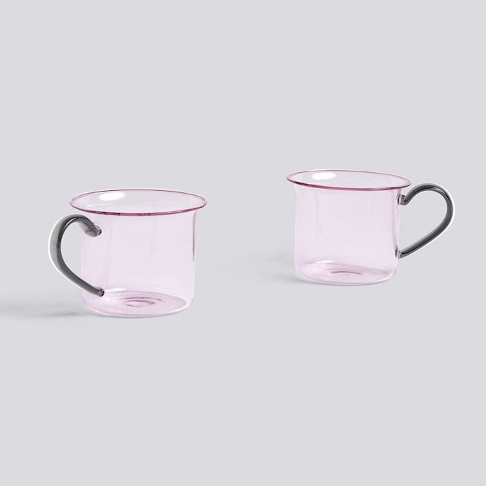 BOROSILICATE MUGS AND CUPS - Cup - Pink - grey handles