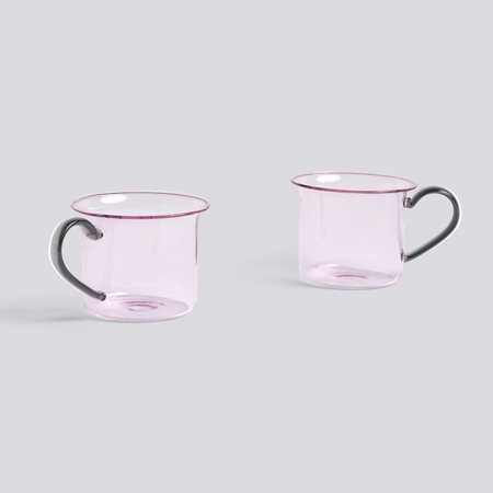 BOROSILICATE MUGS AND CUPS - Cup - Pink - grey handles