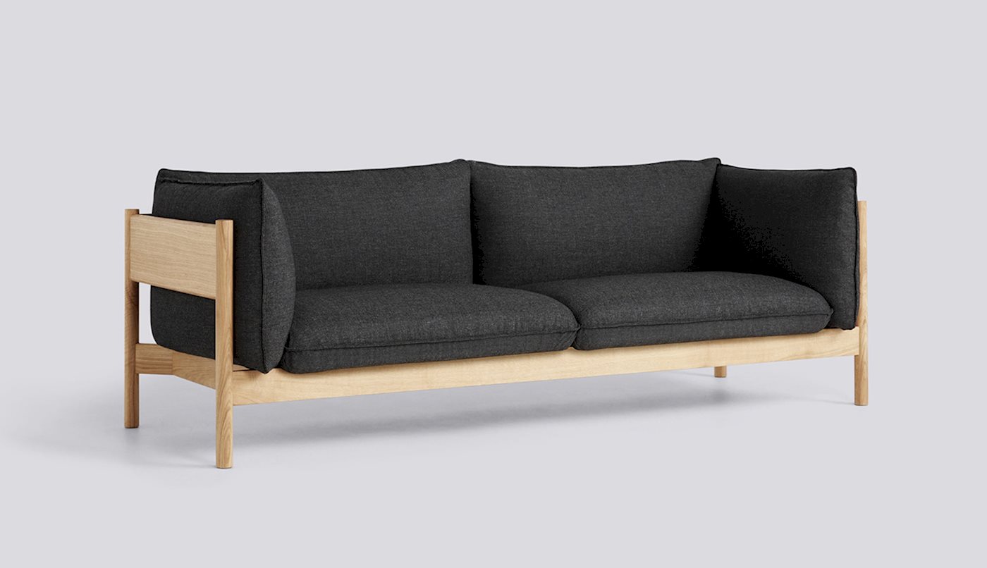 ARBOUR 3-SEATER SOFA - Re-wool 198 - Oiled waxed solid oak