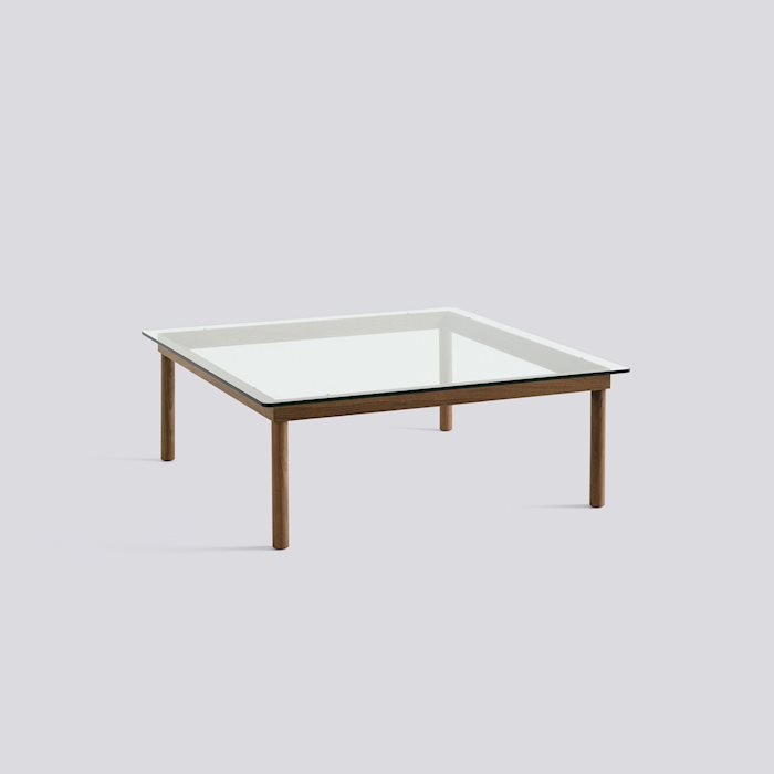 KOFI - 100 x 100 cm - Clear glass - Water-based lacquered solid walnut