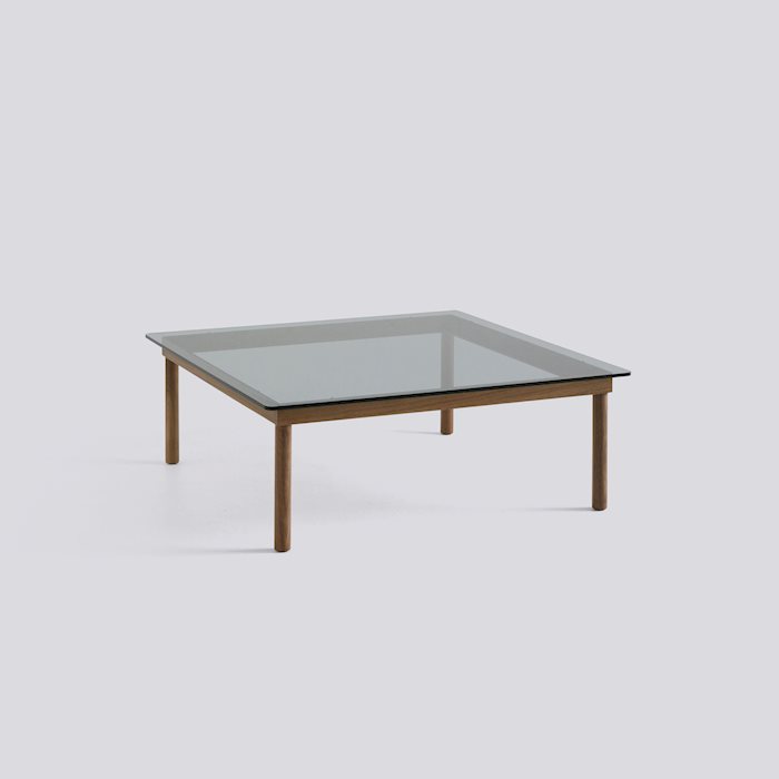 KOFI - 100 x 100 cm - Grey tinted glass - Water-based lacquered solid walnut