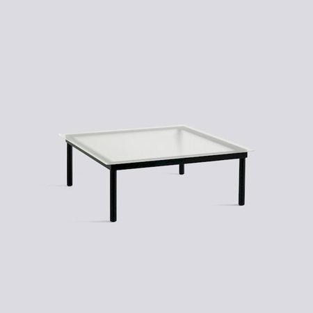 KOFI - 100 x 100 cm - Clear reeded glass - Black water-based lacquered solid oak