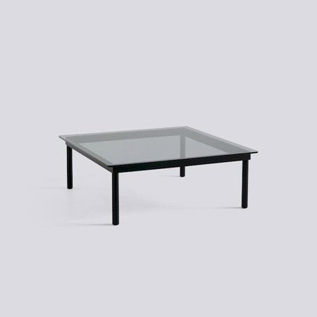 KOFI - 100 x 100 cm - Grey tinted glass - Black water-based lacquered solid oak
