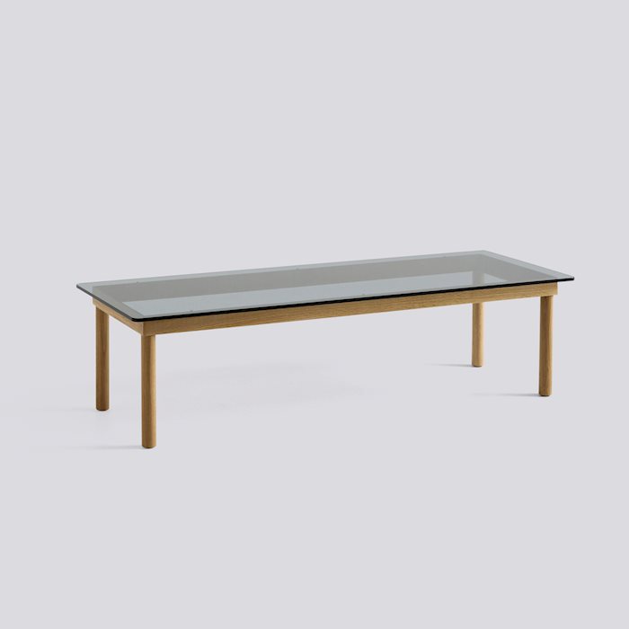 KOFI - 140 x 50 cm - Grey tinted glass - Water-based lacquered solid oak