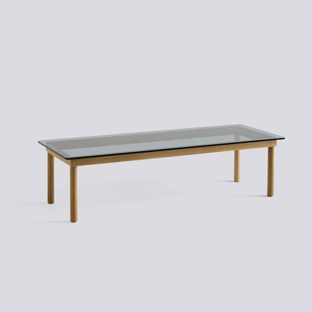KOFI - 140 x 50 cm - Grey tinted glass - Water-based lacquered solid oak