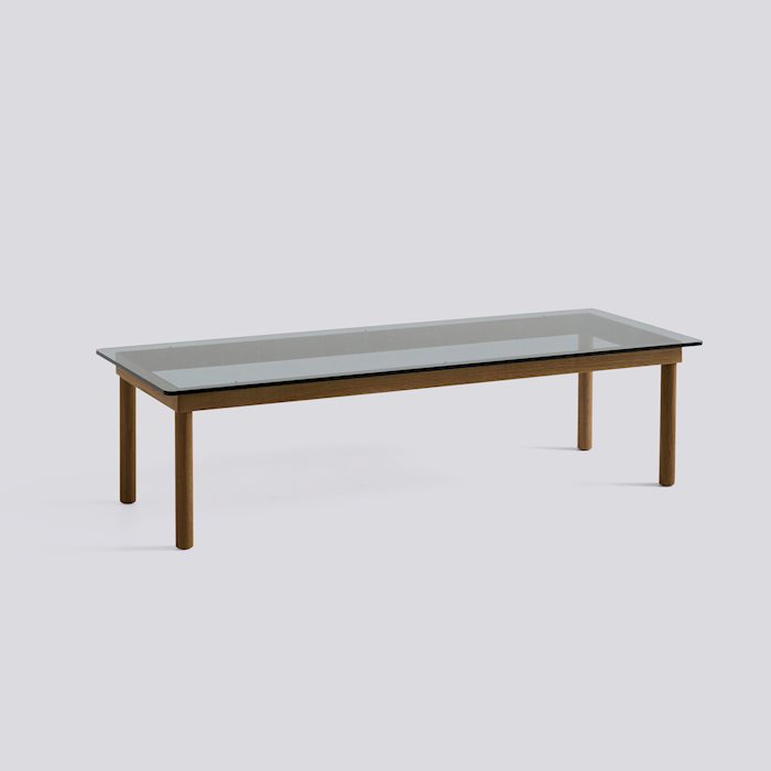 KOFI - 140 x 50 cm - Grey tinted glass - Water-based lacquered solid walnut