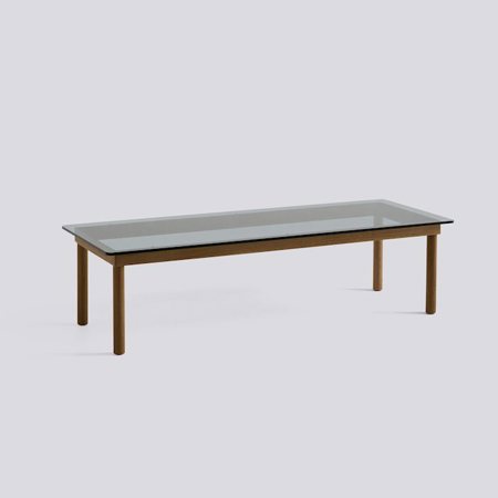 KOFI - 140 x 50 cm - Grey tinted glass - Water-based lacquered solid walnut