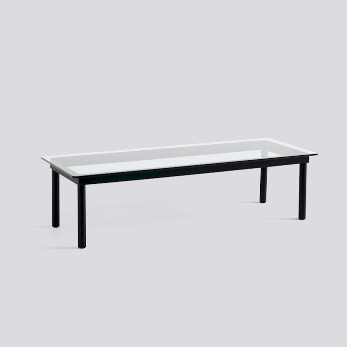 KOFI - 140 x 50 cm - Clear glass - Black water-based lacquered solid oak