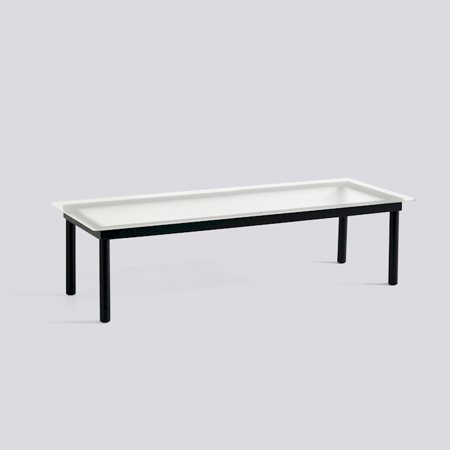 KOFI - 140 x 50 cm - Clear reeded glass - Black water-based lacquered solid oak