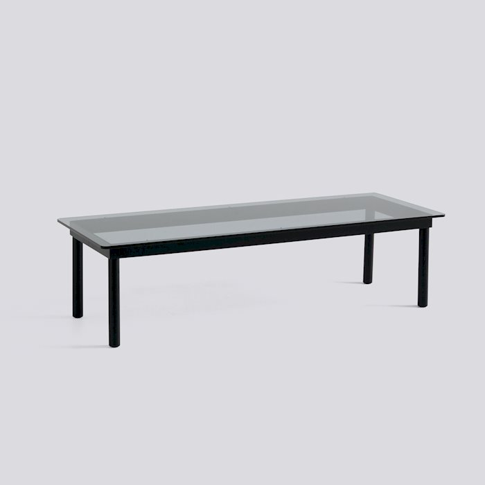 KOFI - 140 x 50 cm - Grey tinted glass - Black water-based lacquered solid oak