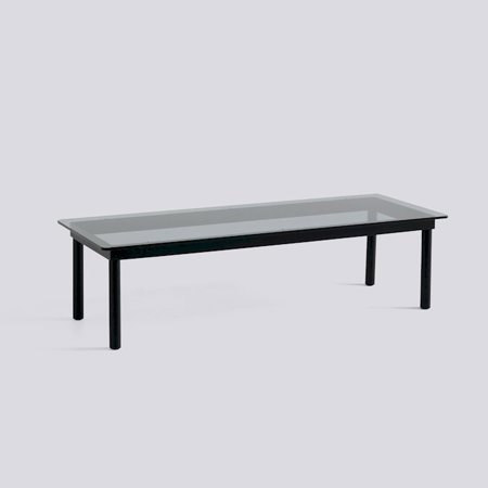 KOFI - 140 x 50 cm - Grey tinted glass - Black water-based lacquered solid oak