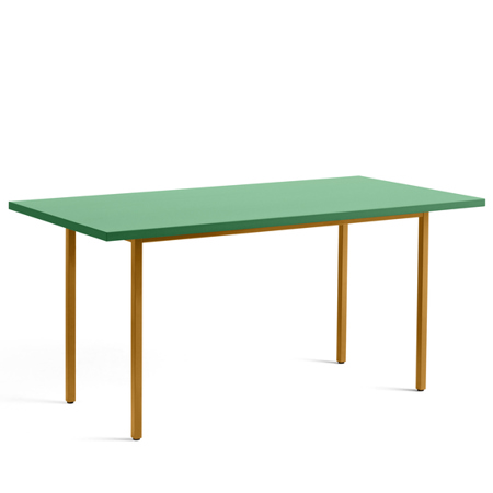 TWO-COLOUR TABLE - 160 x 82 x 74 cm - Green Mint Water-based Lacquered Valchromat - Ochre Powder Coated Steel
