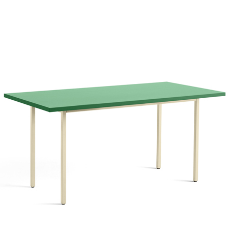 TWO-COLOUR TABLE - 160 x 82 x 74 cm - Green Mint Water-based Lacquered Valchromat - Ivory Powder Coated Steel
