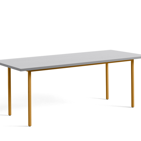 TWO-COLOUR TABLE - 200 x 90 x 74 cm - Light Grey Water-based Lacquered Valchromat - Ochre Powder Coated Steel