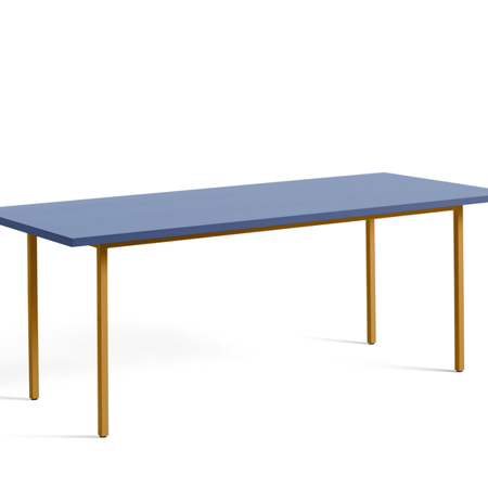 TWO-COLOUR TABLE - 200 x 90 x 74 cm - Blue Water-based Lacquered Valchromat - Ochre Powder Coated Steel