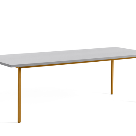 TWO-COLOUR TABLE - 240 x 90 x 74 cm - Light Grey Water-based Lacquered Valchromat - Ochre Powder Coated Steel