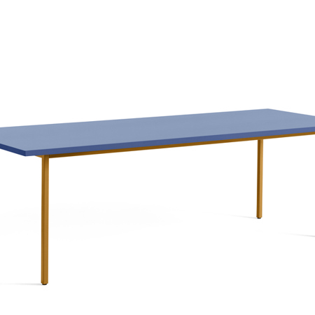 TWO-COLOUR TABLE - 240 x 90 x 74 cm - Blue Water-based Lacquered Valchromat - Ochre Powder Coated Steel