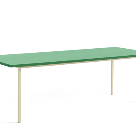 TWO-COLOUR TABLE - 240 x 90 x 74 cm - Green Mint Water-based Lacquered Valchromat - Ivory Powder Coated Steel