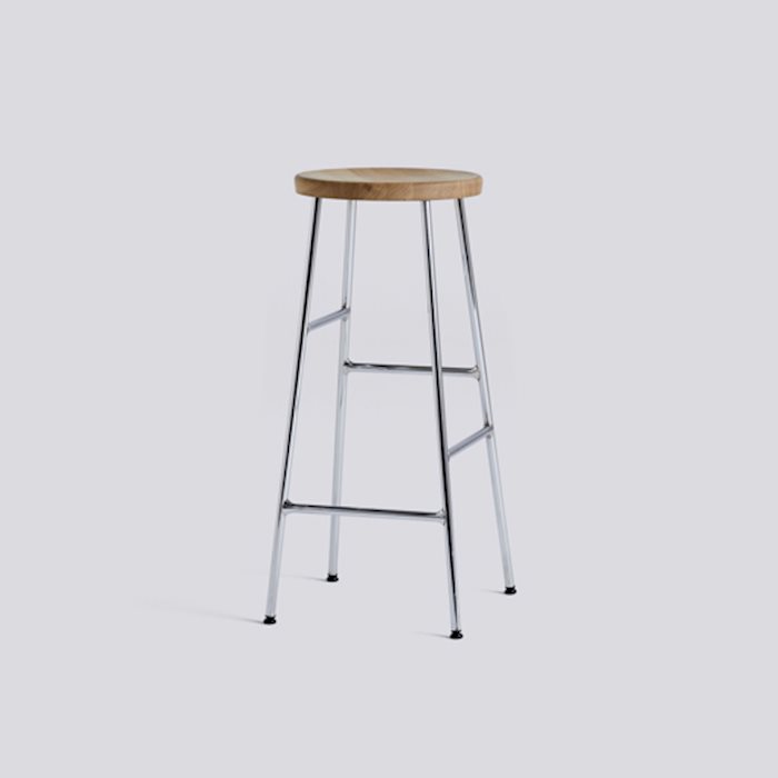 CORNET BAR STOOL - 65 cm - OILED OAK  - CHROMED