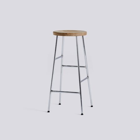 CORNET BAR STOOL - 65 cm - OILED OAK  - CHROMED