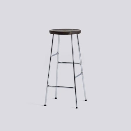 CORNET BAR STOOL - 65 cm - SMOKED OAK - CHROMED