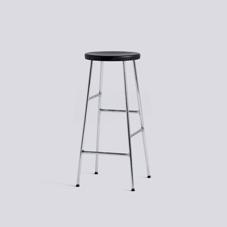 CORNET BAR STOOL - 65 cm - SOFT BLACK SOLID OAK  - CHROMED