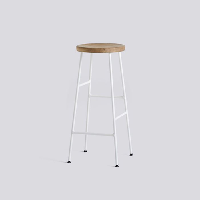 CORNET BAR STOOL - 65 cm - OILED OAK  - CREAM WHITE