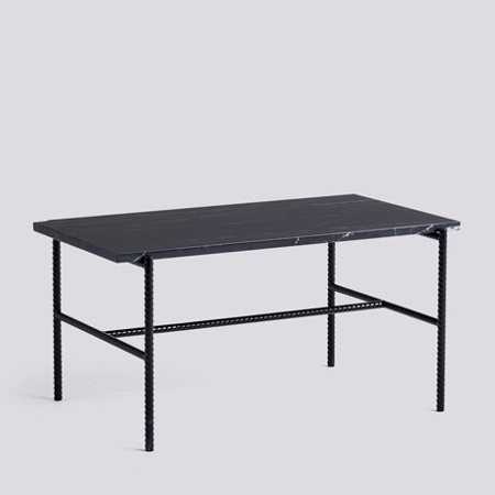 REBAR COFFEE TABLE - 80 x 49 cm - Black marble - Black powder coated steel