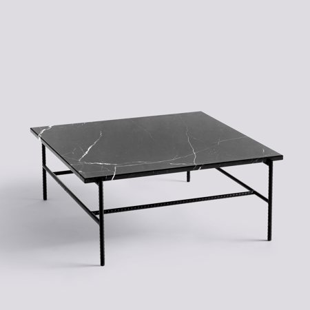 REBAR COFFEE TABLE - 80 x 84 cm - Black marble - Black powder coated steel