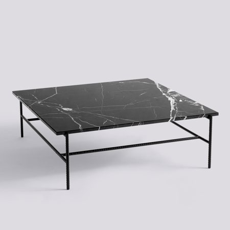 REBAR COFFEE TABLE - 100 x 104 cm - Black marble - Black powder coated steel
