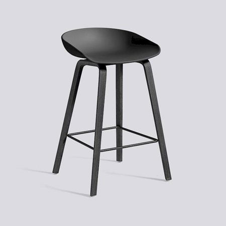 ABOUT A STOOL - AAS 32 - 65 cm - Soft Black - Stained Black Oak