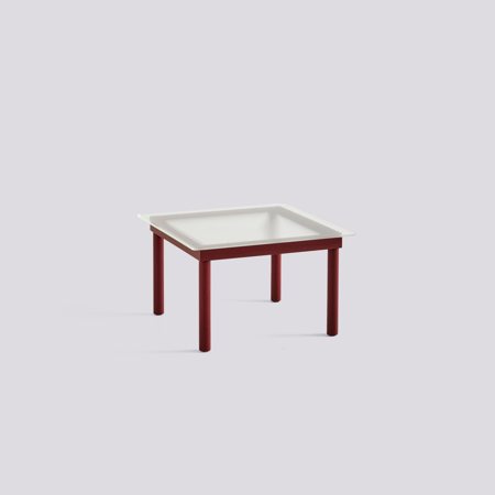 KOFI - 60 x 60 cm - Clear reeded glass - Barn red water-based lacquered solid oak