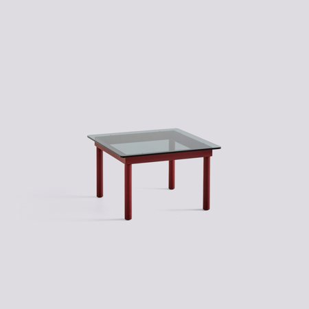 KOFI - 60 x 60 cm - Grey tinted glass - Barn red water-based lacquered solid oak