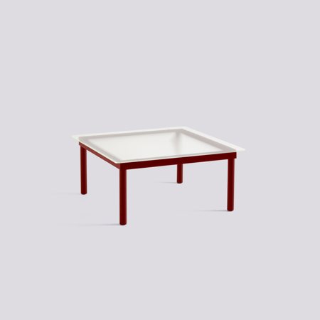 KOFI - 80 x 80 cm - Clear reeded glass - Barn red water-based lacquered solid oak