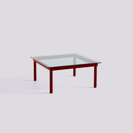 KOFI - 80 x 80 cm - Grey tinted glass - Barn red water-based lacquered solid oak