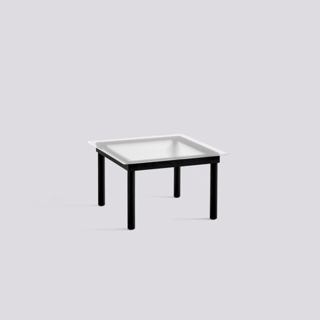 KOFI - 60 x 60 cm - Clear reeded glass - Black water-based lacquered solid oak