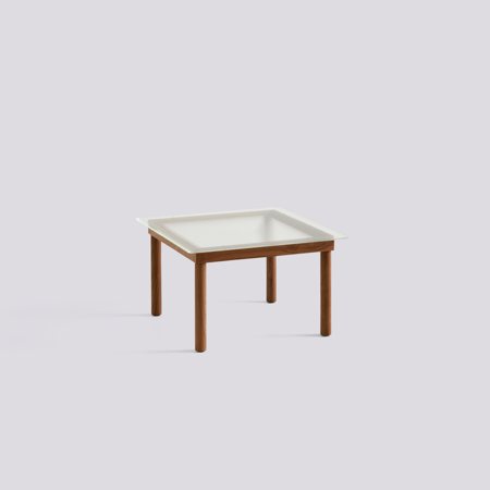 KOFI - 60 x 60 cm - Clear reeded glass - Water-based lacquered solid walnut