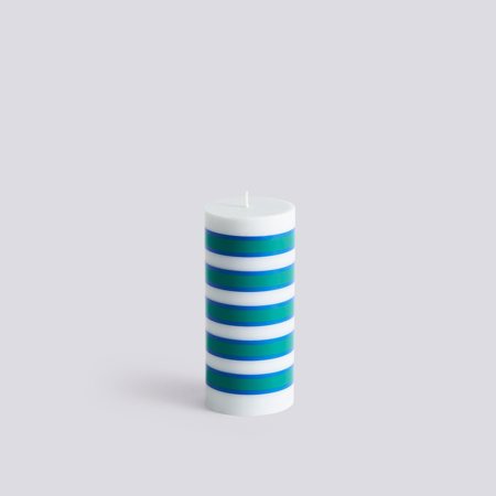 COLUMN CANDLE - Small - Light grey, Blue and Green