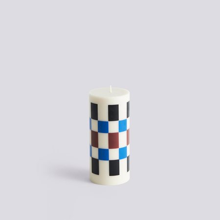 COLUMN CANDLE - Small - Off-white, Brown, Black and Blue