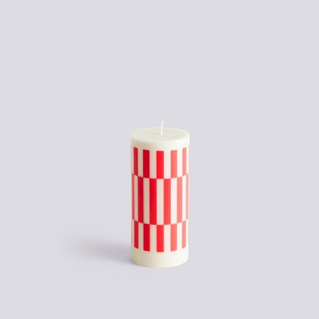 COLUMN CANDLE - Small - Off-white and Red