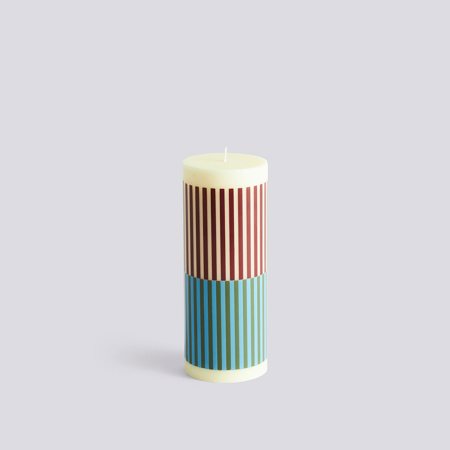 COLUMN CANDLE - Medium - Yellow, Brown, Light blue and Army