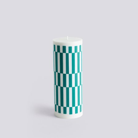 COLUMN CANDLE - Large - Light grey and Green